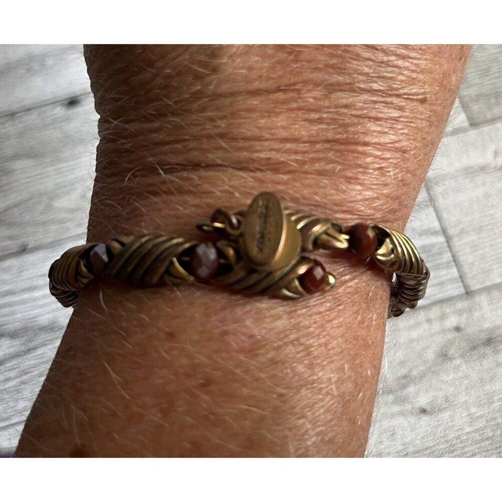Alex and Ani Gold Forest's Blessing Red Amber Crystal Gold Tone Wrap Bracelet
